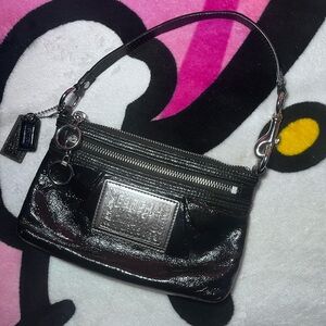 Coach Poppy Black Patent Handbag/Mini Bag